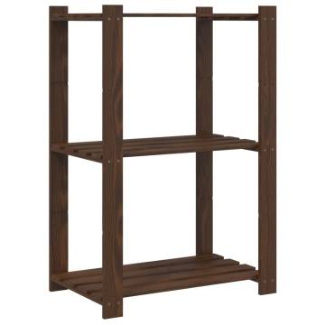 3-Tier Solid Pine Storage Rack - 60x38x90 cm, Brown