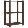 3-Tier Solid Pine Storage Rack - 60x38x90 cm, Brown