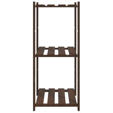 3-Tier Solid Pine Storage Rack - 60x38x90 cm, Brown