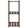 3-Tier Solid Pine Storage Rack - 60x38x90 cm, Brown