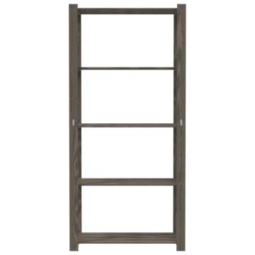 5-Tier Grey Storage Rack - Solid Pine Wood - 80x38x170 cm