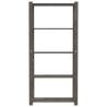 5-Tier Grey Storage Rack - Solid Pine Wood - 80x38x170 cm