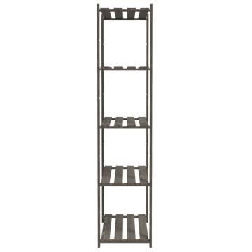 5-Tier Grey Storage Rack - Solid Pine Wood - 80x38x170 cm