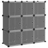 Storage Cube Organiser - 9 Cubes & Doors - Black PP