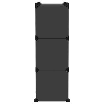 Storage Cube Organiser - 9 Cubes & Doors - Black PP