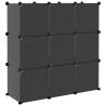 Storage Cube Organiser - 9 Cubes & Doors - Black PP