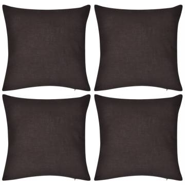 4 Brown Cotton Cushion Covers - 50 x 50 cm | Hipomarket UK