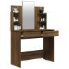 Dressing Table with Mirror - Brown Oak | Elegant Makeup Vanity