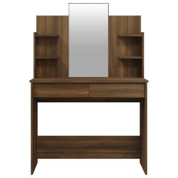 Dressing Table with Mirror - Brown Oak | Elegant Makeup Vanity