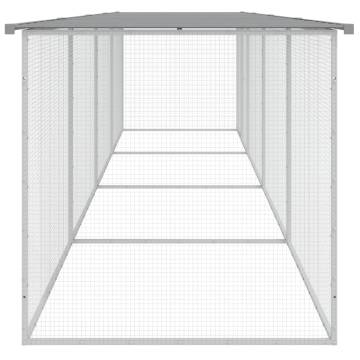 Light Grey Chicken Cage with Roof - Durable Galvanised Steel