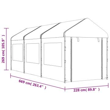 Gazebo with Roof White 6.69x2.28x2.69m for Outdoor Events