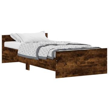 Smoked Oak Bed Frame 90x200 cm - Quality Engineered Wood