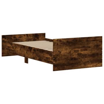 Smoked Oak Bed Frame 90x200 cm - Quality Engineered Wood