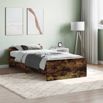 Smoked Oak Single Bed Frame 90x190 cm - Durable & Stylish