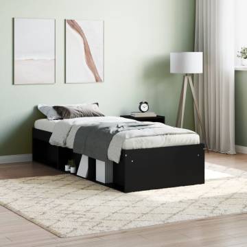 Modern Black Bed Frame 75x190 cm - Small Single