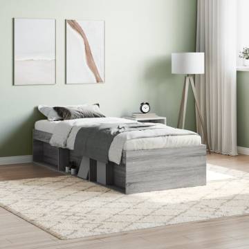 Bed Frame Grey Sonoma 75x190 cm Small Single - Stylish Storage