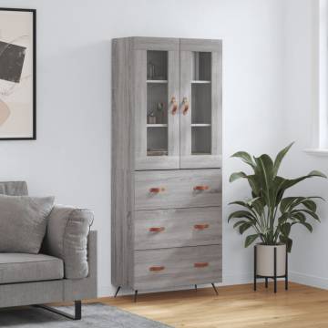 Stylish Highboard Grey Sonoma - 69.5x34x180 cm | HipoMarket