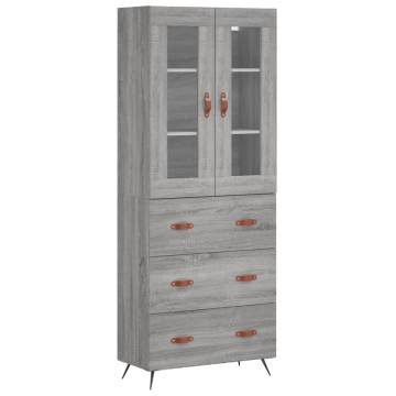 Stylish Highboard Grey Sonoma - 69.5x34x180 cm | HipoMarket