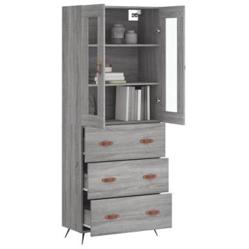 Stylish Highboard Grey Sonoma - 69.5x34x180 cm | HipoMarket