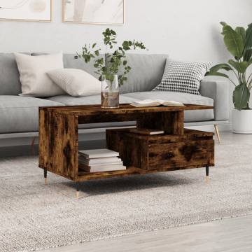 Stylish Smoked Oak Coffee Table | Engineered Wood - 90x49 cm