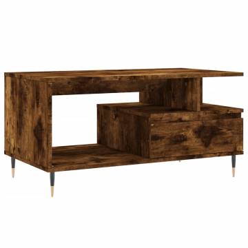 Stylish Smoked Oak Coffee Table | Engineered Wood - 90x49 cm