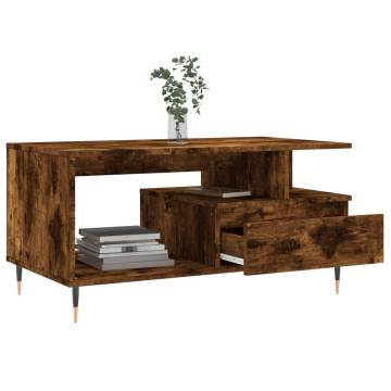 Stylish Smoked Oak Coffee Table | Engineered Wood - 90x49 cm