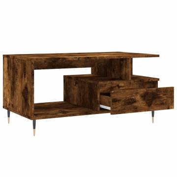 Stylish Smoked Oak Coffee Table | Engineered Wood - 90x49 cm