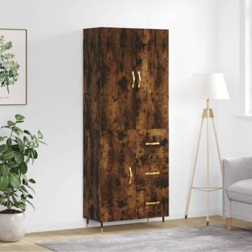 Stylish Highboard in Smoked Oak | 69.5x34x180 cm