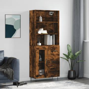 Stylish Highboard in Smoked Oak - 69.5x34x180 cm