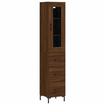 Stylish Highboard Brown Oak - 34.5x34x180 cm | HipoMarket