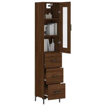 Stylish Highboard Brown Oak - 34.5x34x180 cm | HipoMarket