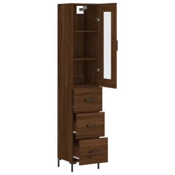 Stylish Highboard Brown Oak - 34.5x34x180 cm | HipoMarket