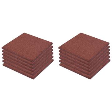 Fall Protection Tiles 12 pcs Rubber 50x50x3 cm Red - HipoMarket