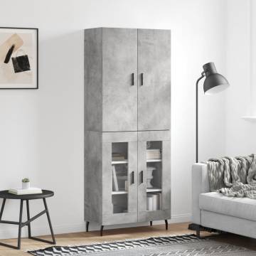 Stylish Highboard Concrete Grey | 69.5x34x180 cm