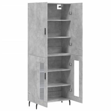 Stylish Highboard Concrete Grey | 69.5x34x180 cm