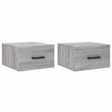 Wall-mounted Bedside Cabinets - 2 pcs Grey Sonoma | HipoMarket