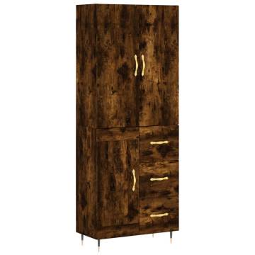 Stylish Highboard in Smoked Oak - 69.5x34x180 cm