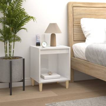 Elegant High Gloss White Bedside Cabinet - 40x35x50 cm