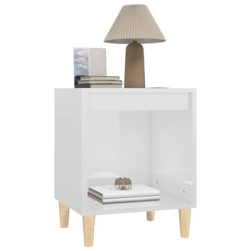 Elegant High Gloss White Bedside Cabinet - 40x35x50 cm