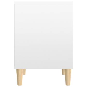 Elegant High Gloss White Bedside Cabinet - 40x35x50 cm