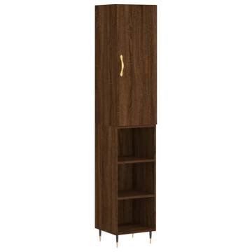 Stylish Highboard Brown Oak - 34.5x34x180 cm Engineered Wood