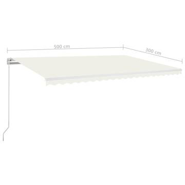 Manual Retractable Awning 500x300 cm Cream - Hipomarket