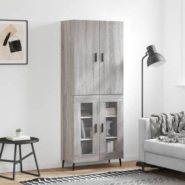 Stylish Highboard Grey Sonoma - 69.5x34x180 cm Engineered Wood