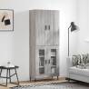 Highboard Grey Sonoma 69.5x34x180 cm Engineered Wood Colour grey sonoma Quantity in Package 1 Model 2 glass doors 