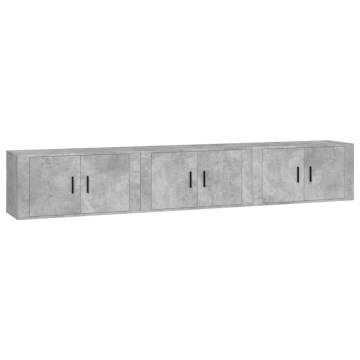 Wall-Mounted TV Cabinets - Concrete Grey, Set of 3 | Hipomarket