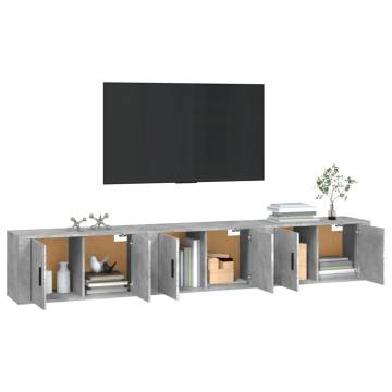 Wall-Mounted TV Cabinets - Concrete Grey, Set of 3 | Hipomarket