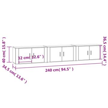 Wall-Mounted TV Cabinets - Concrete Grey, Set of 3 | Hipomarket