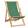 Folding Beach Chair Solid Teak Wood Green | Hipo Market