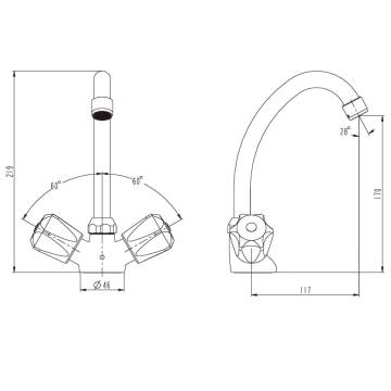 SCHÜTTE SAVINO Chrome 2-Handle Basin Mixer | Hipomarket