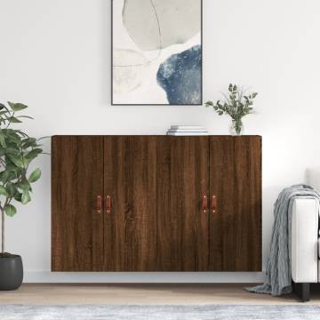 Elegant Wall Mounted Cabinets - Brown Oak (2 pcs) | Hipo Market